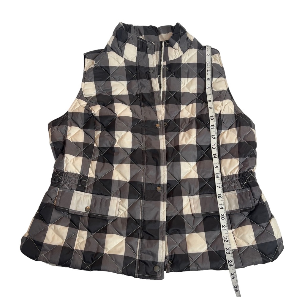 Talbots Black and White Plaid Puffer Vest Size Large - Picture 7 of 9
